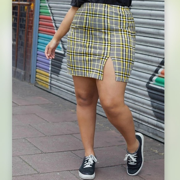 Dresses & Skirts - New Plus Split Hem Tartan Skirt